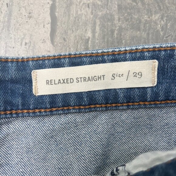 Pilcro and the Letterpress Relaxed Straight Distressed CLight Wash Jeans Size 29 - Picture 3 of 11